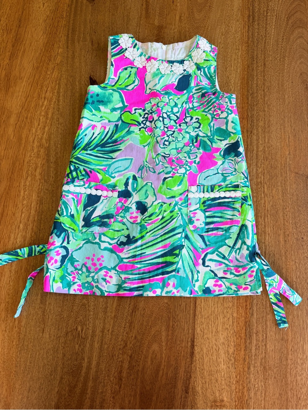 Lilly Pulitzer Girls Tropical Floral Shift Dress in Pink, Green, Teal